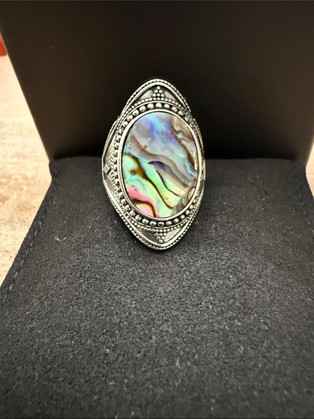 Abalone Oval Statement Ring in Iridescent Colors